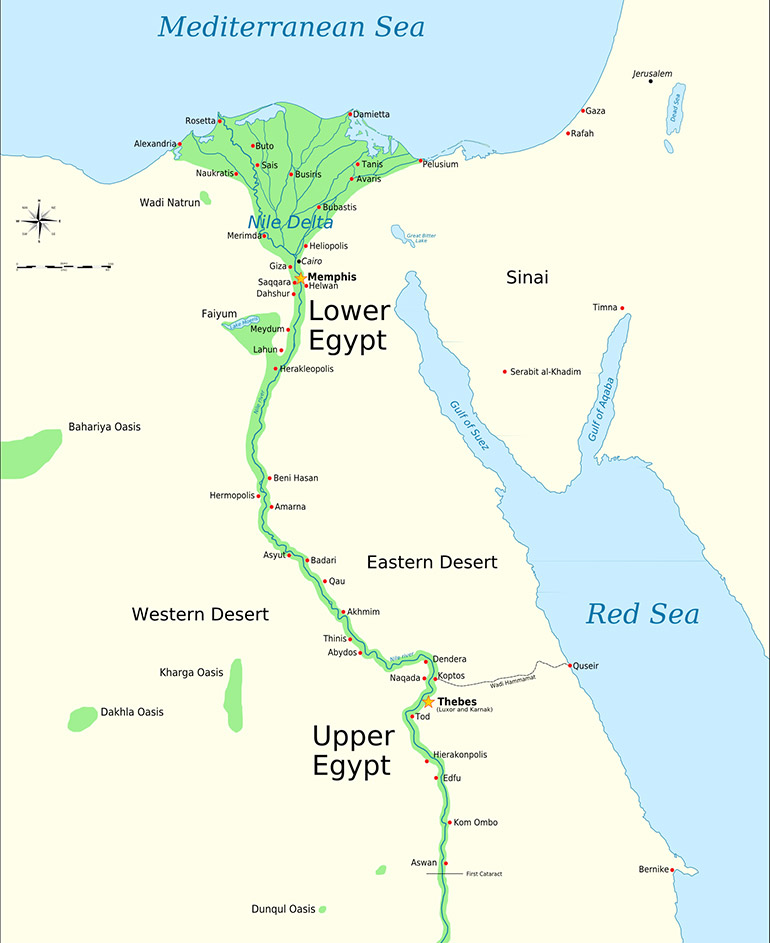 Karta över egyptiska riket