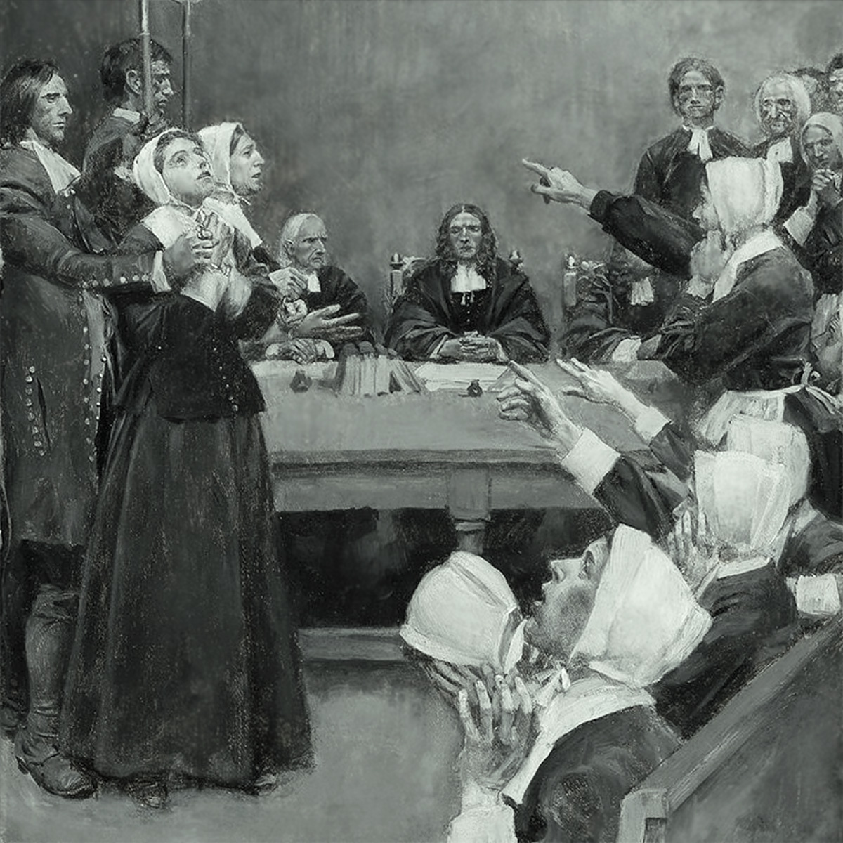 Rättegång mot häxor på 1660-talet.