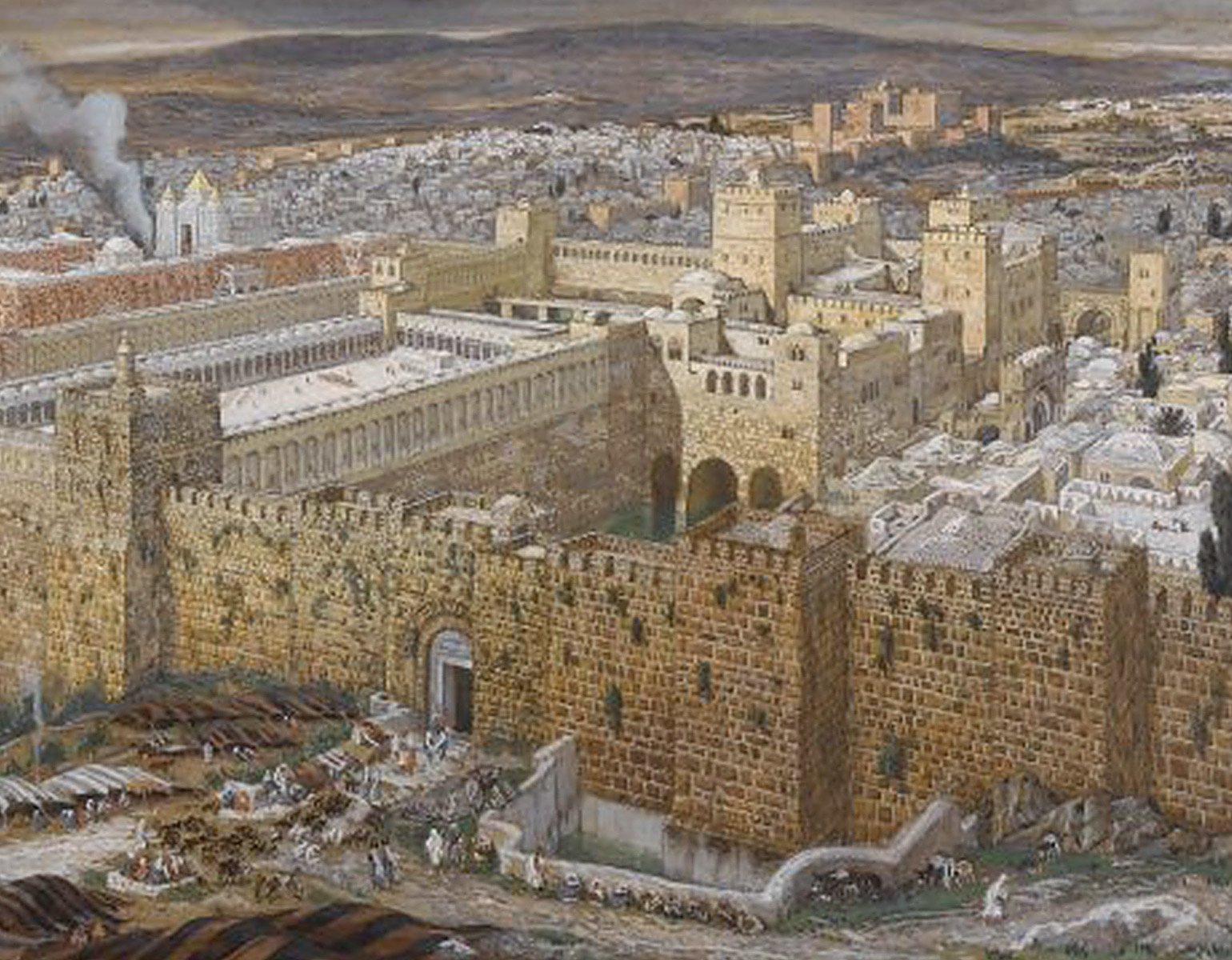 Målning som föreställer antikens Jerusalem.