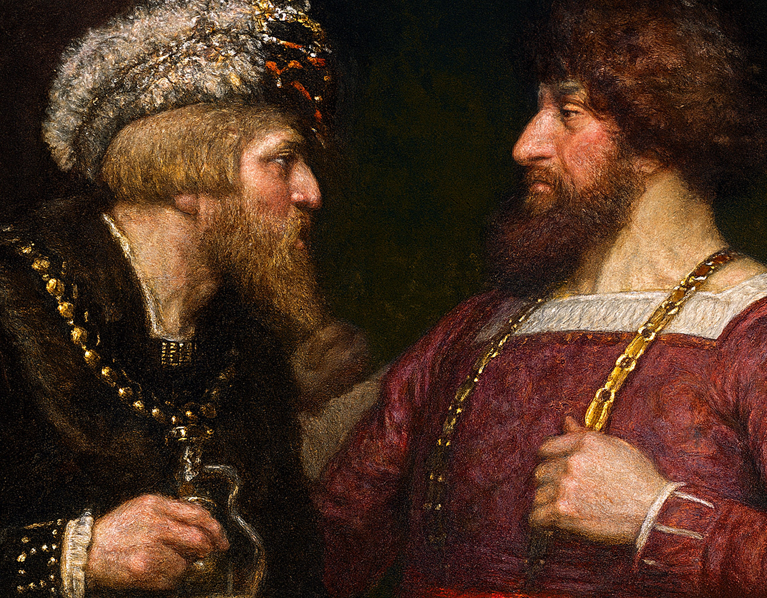 Vasa och Kristian II vända mot varandra. 