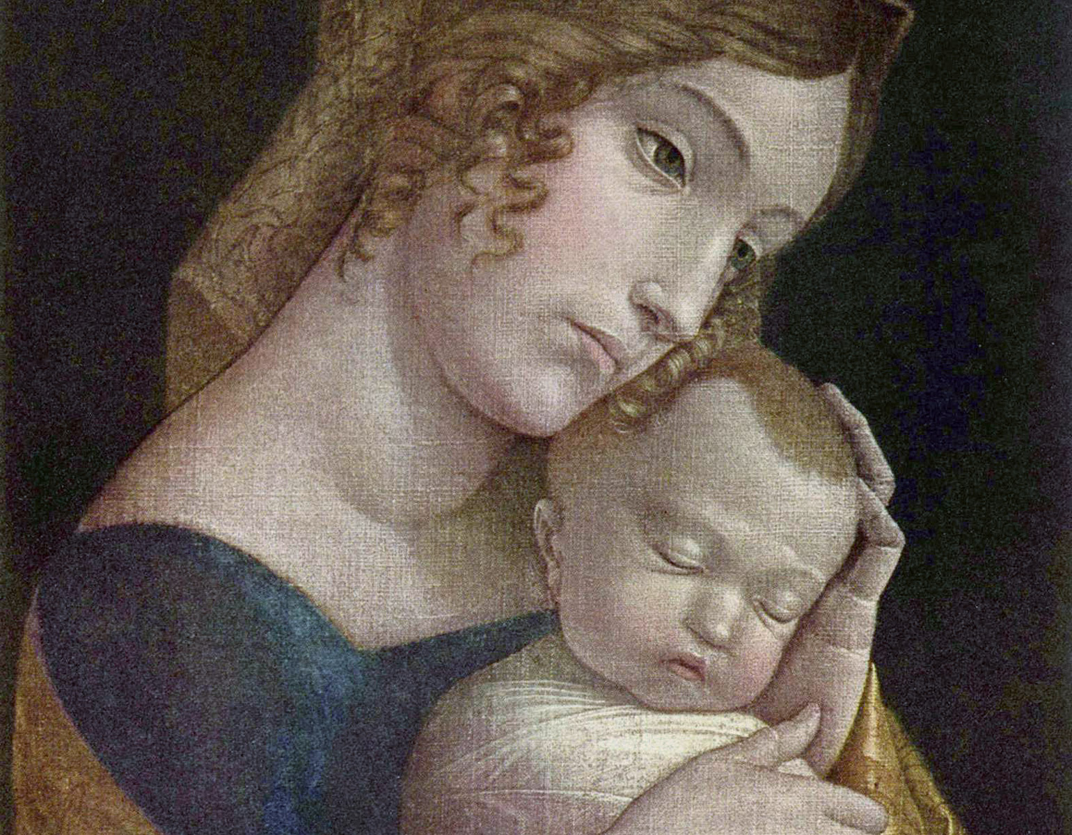 Maria med sin bebis Jesus.