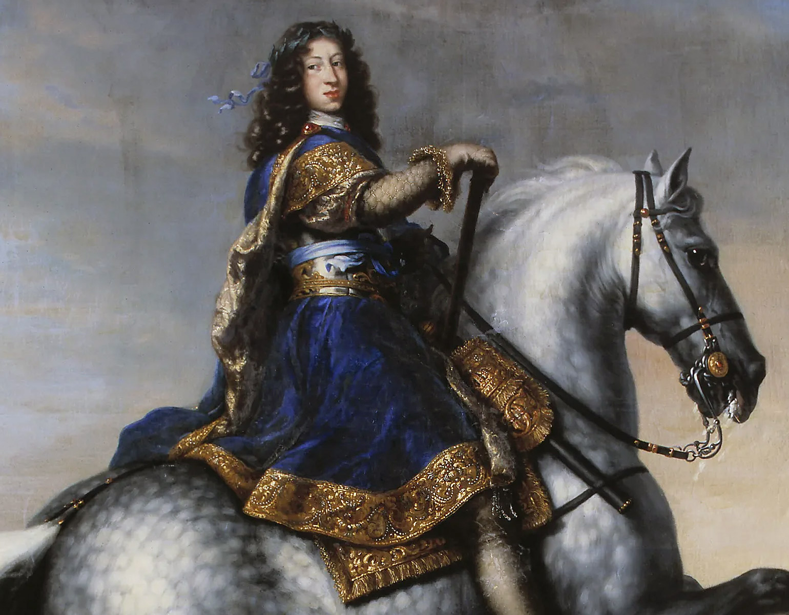 Karl XI till häst som ung.
