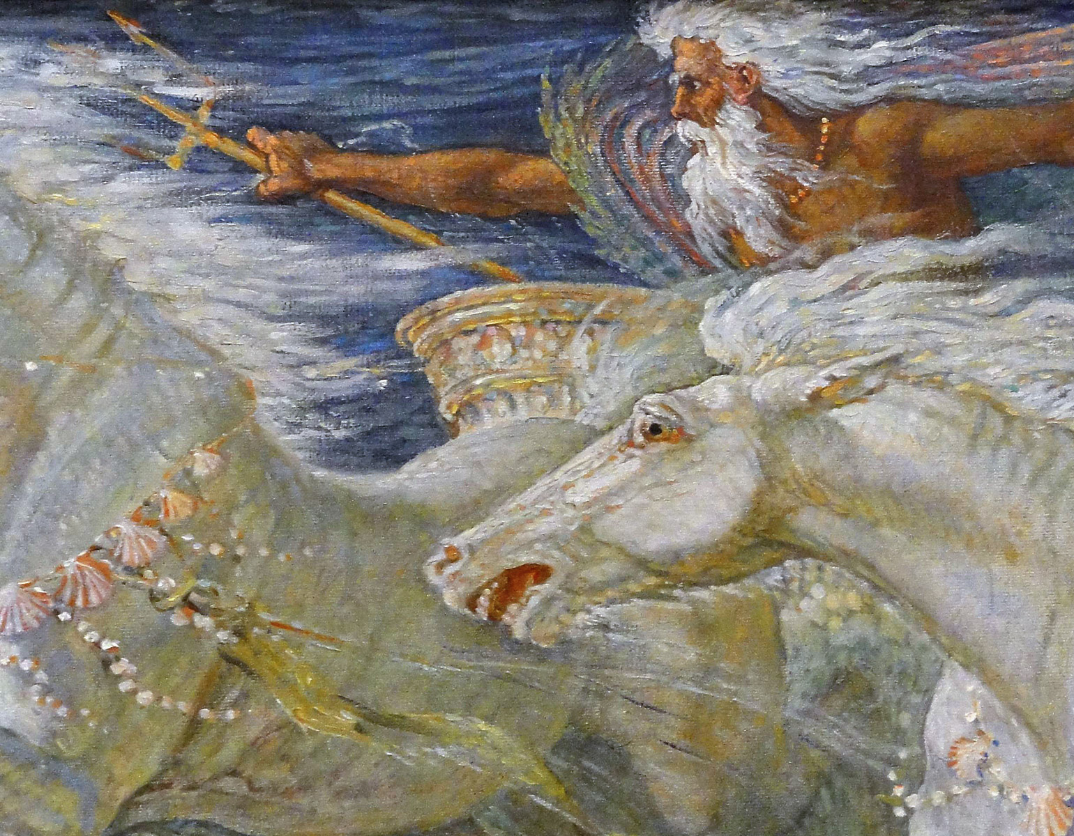 Neptnus på en vagn dragen av hästar.