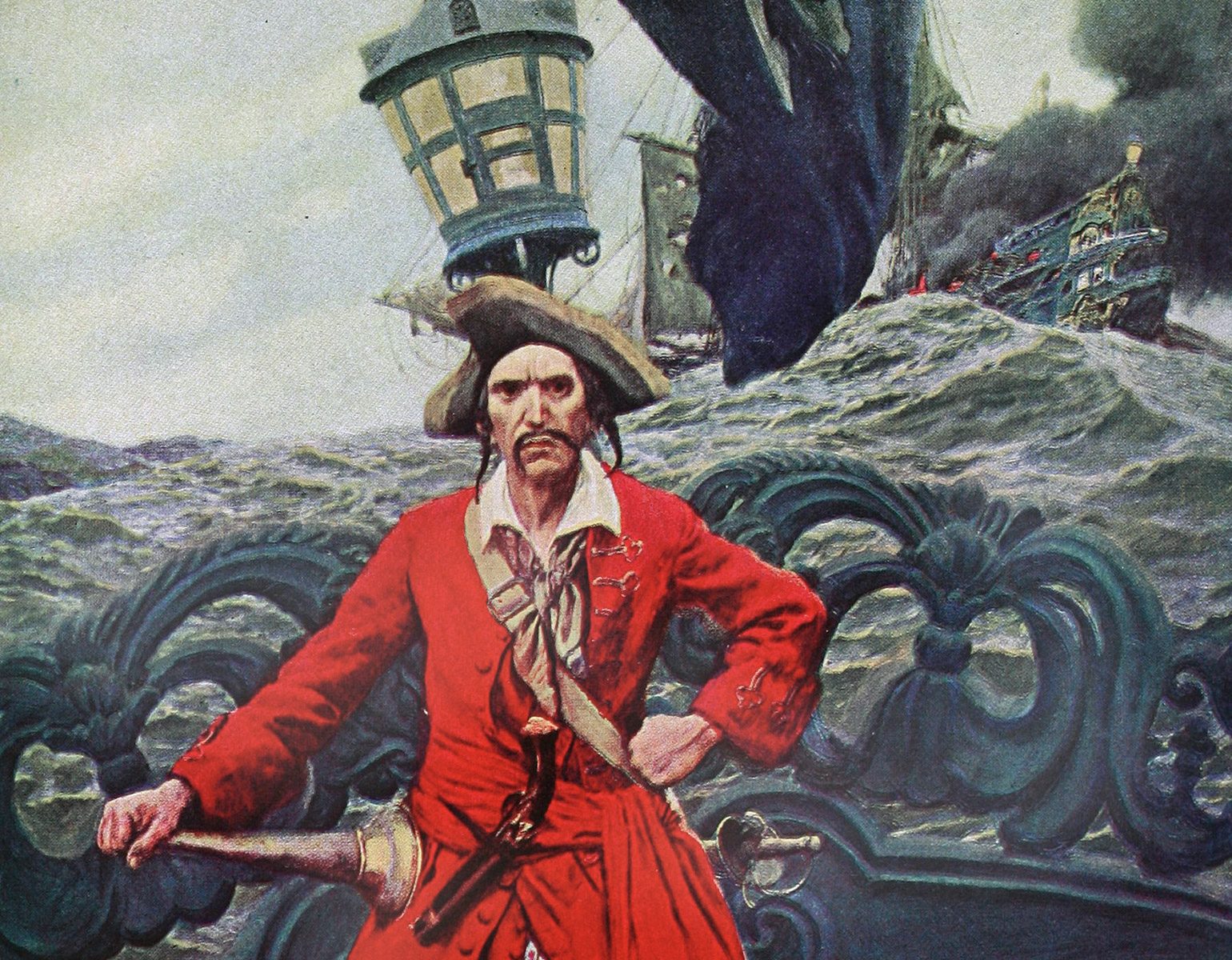 Piratkapten vid rodret