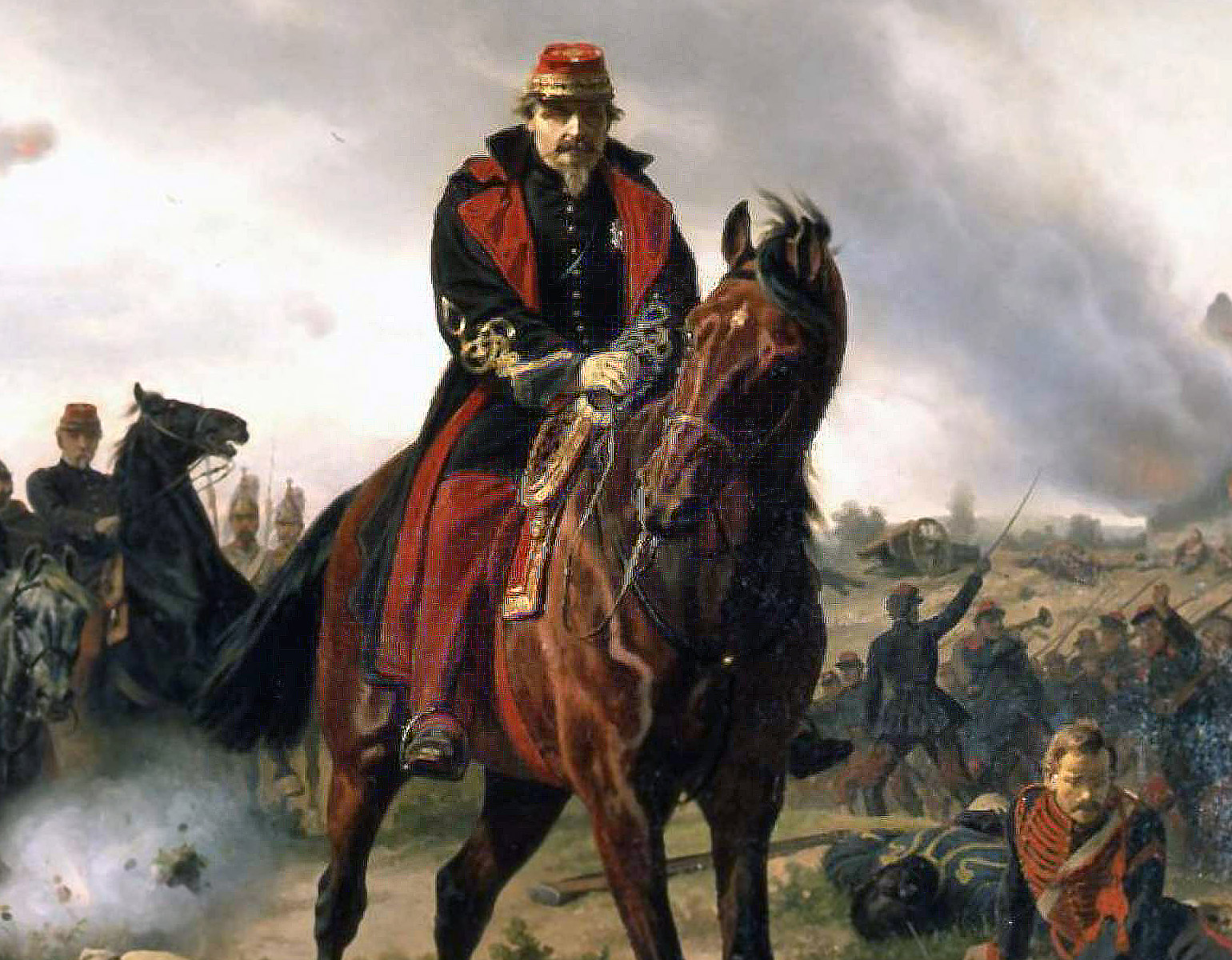 Napoleon III på en häst under slaget vid Sedan.