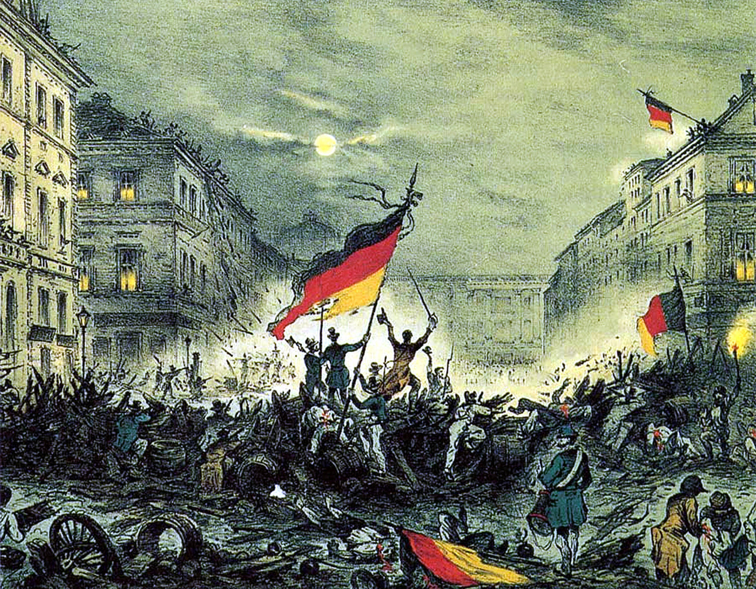 Gatustrider på barrikader i Berlin.