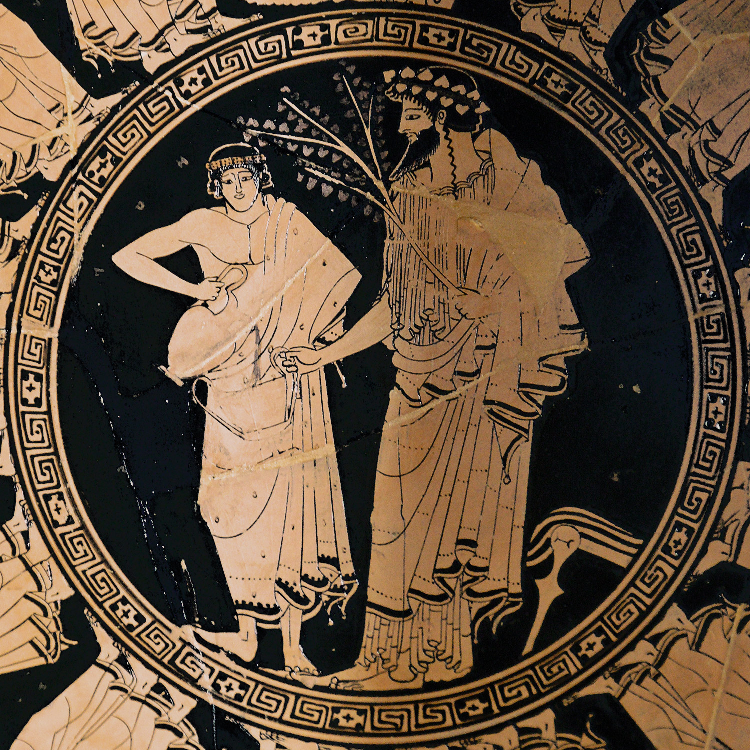 Bild från en antik vas som föreställer Dionysos.