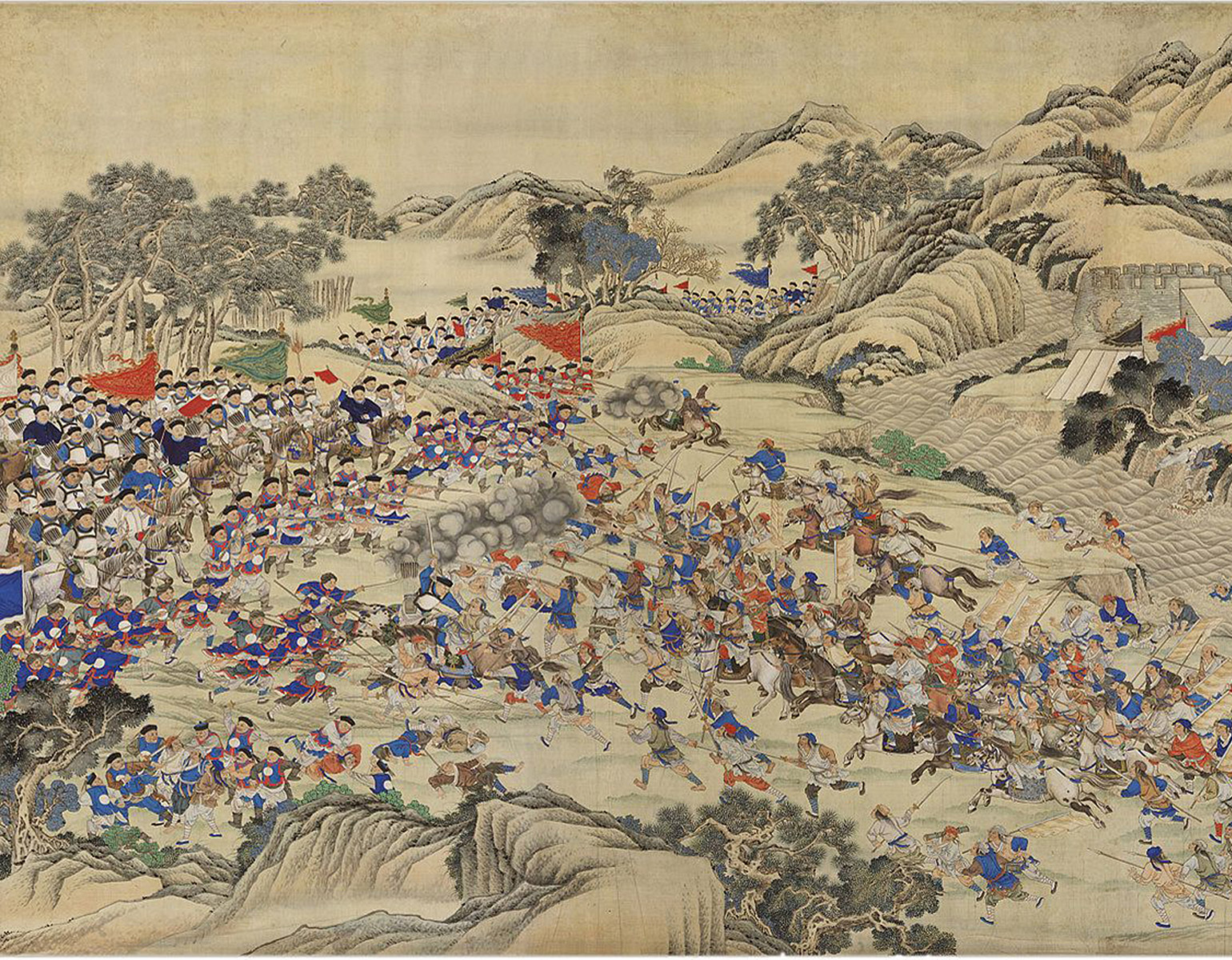 Stridsscen, kinesisk målning.