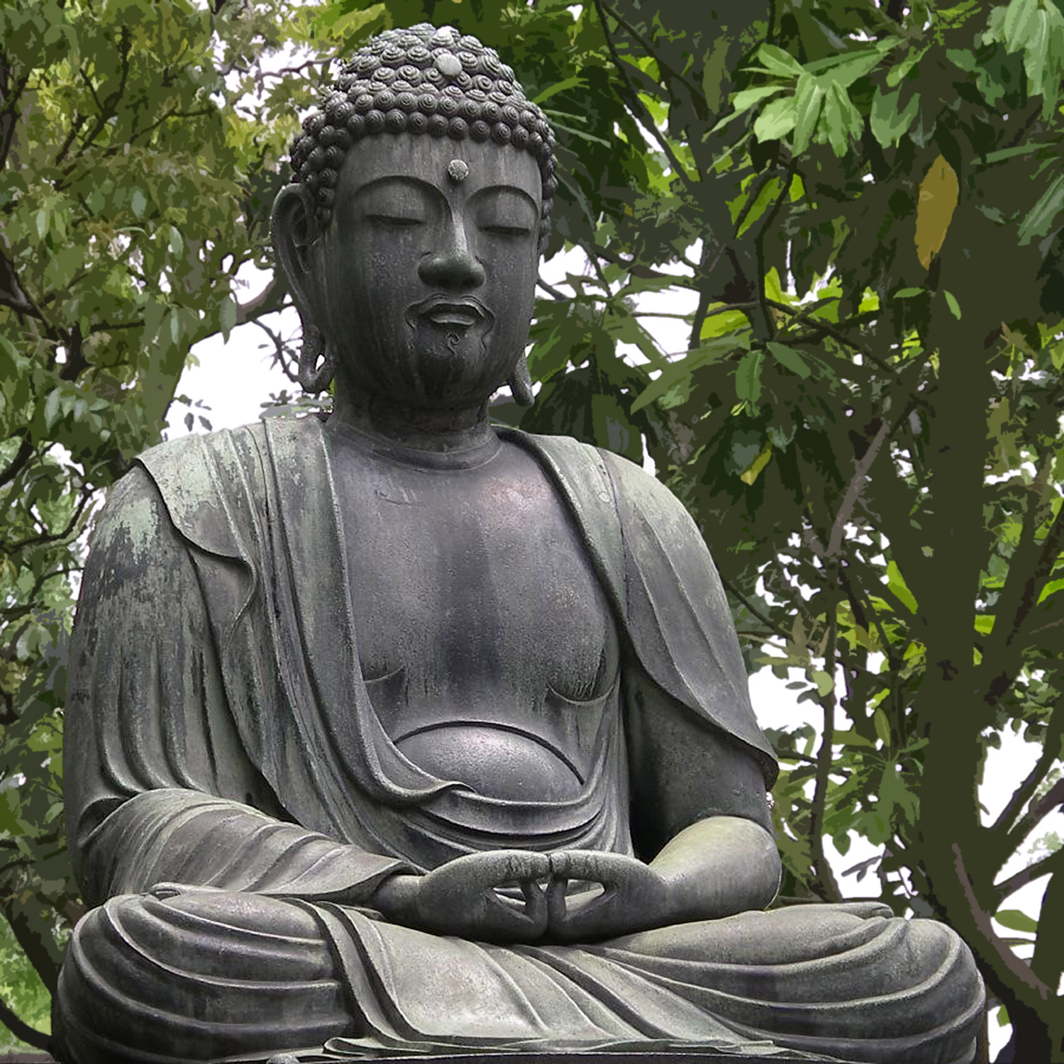 Staty som föreställer Buddha sittandes i meditation.