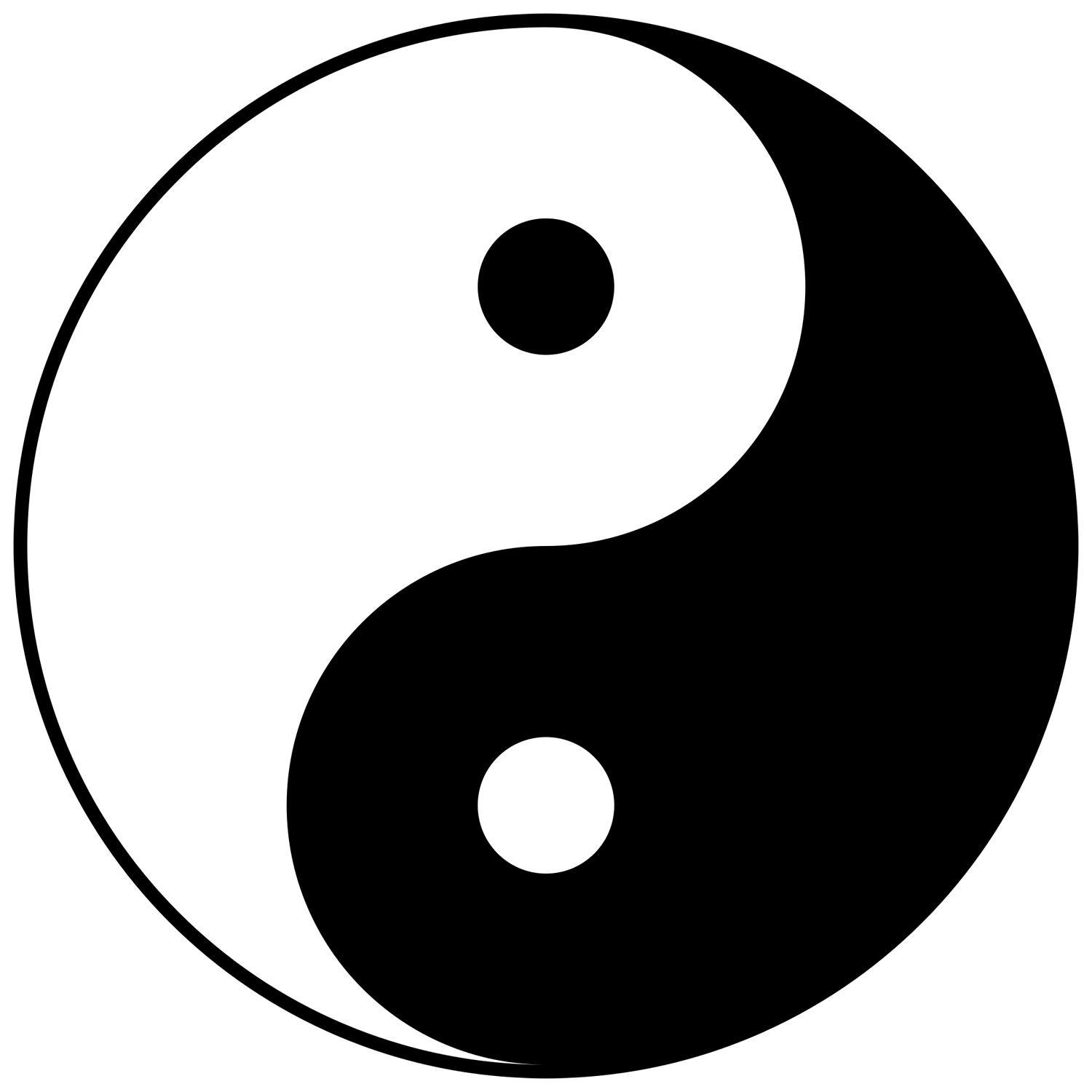 Yin och Yang - en cirkel med svarta och vita jämnstora fält.