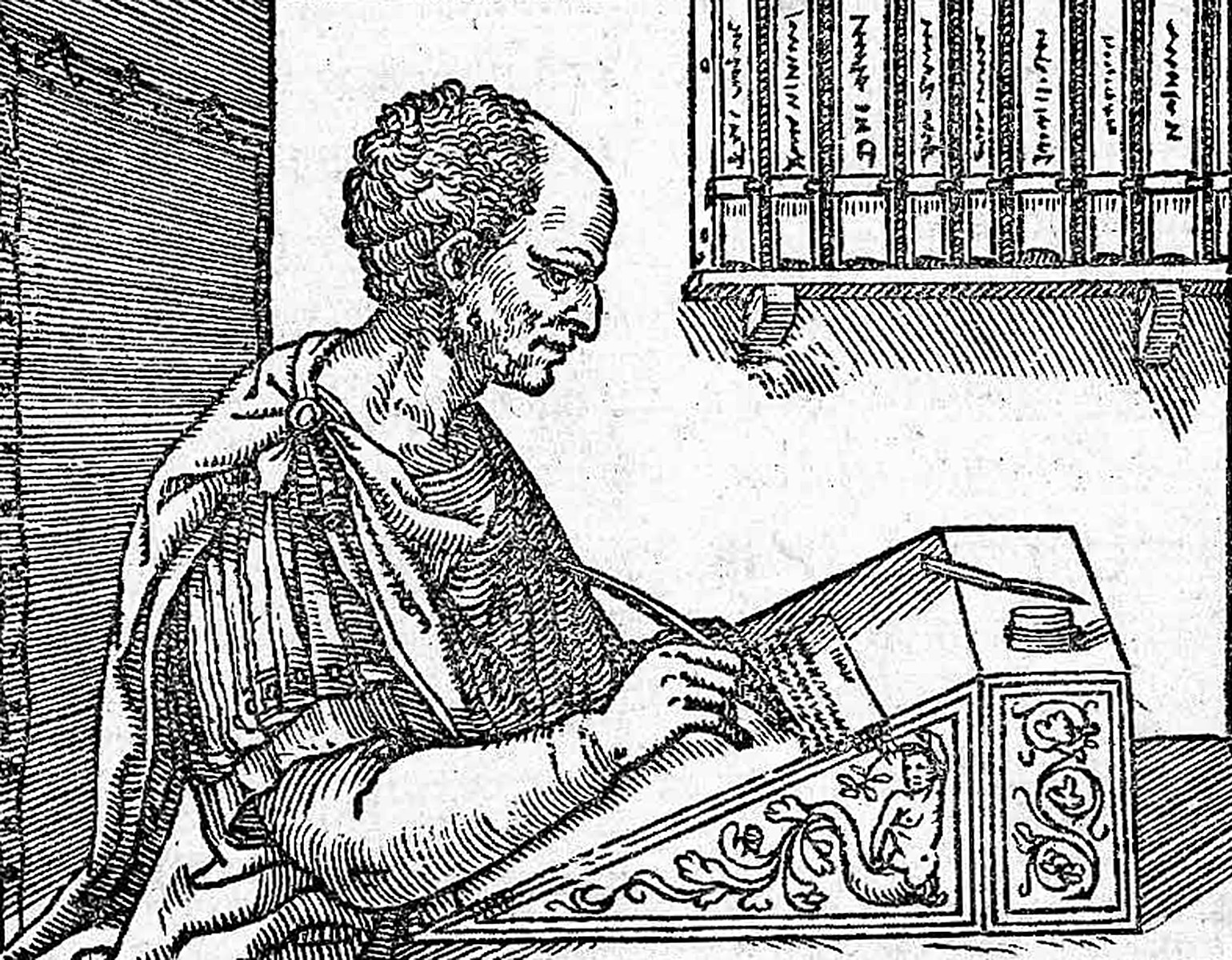 Cicero vid en skrivpulpett.