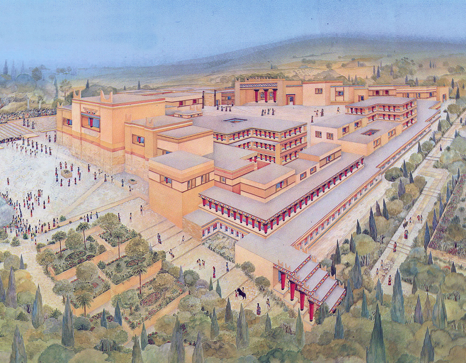 Vy över ett jättelikt palatsområde.
