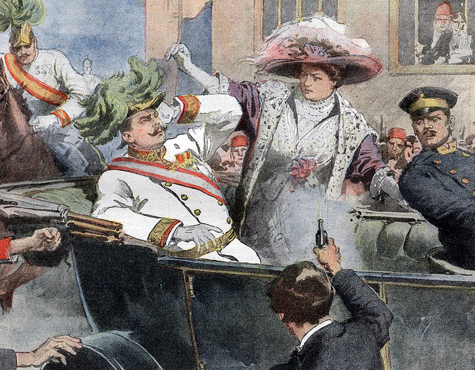 En man och en kvinna skjuts i baksätet på en cab.