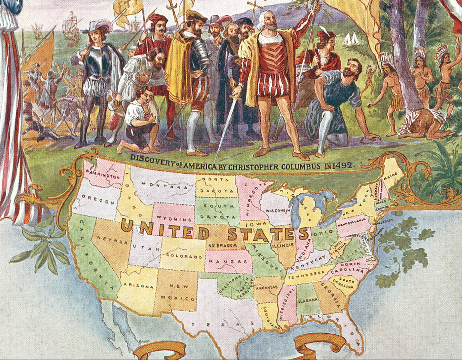 Columbus och en karta på USA.