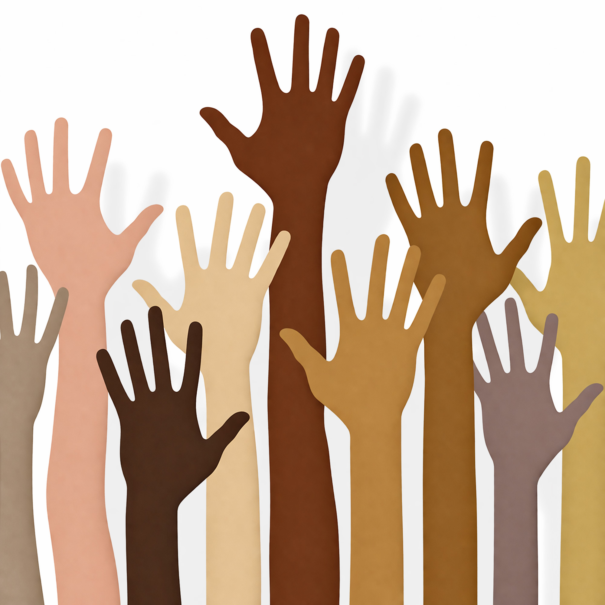 Uppsträckta händer.