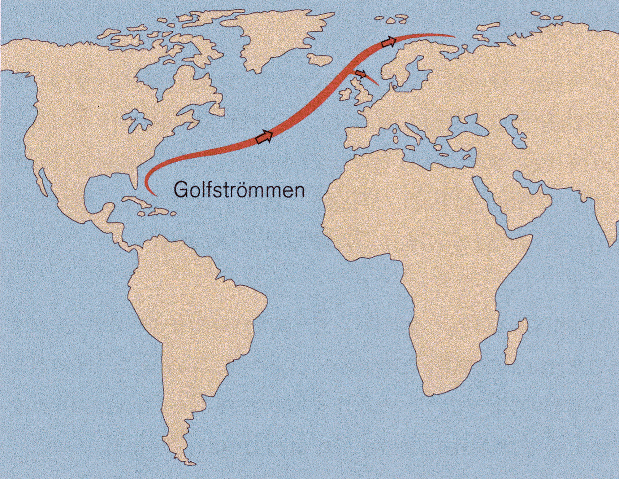 Förenklad karta över Golfströmmen