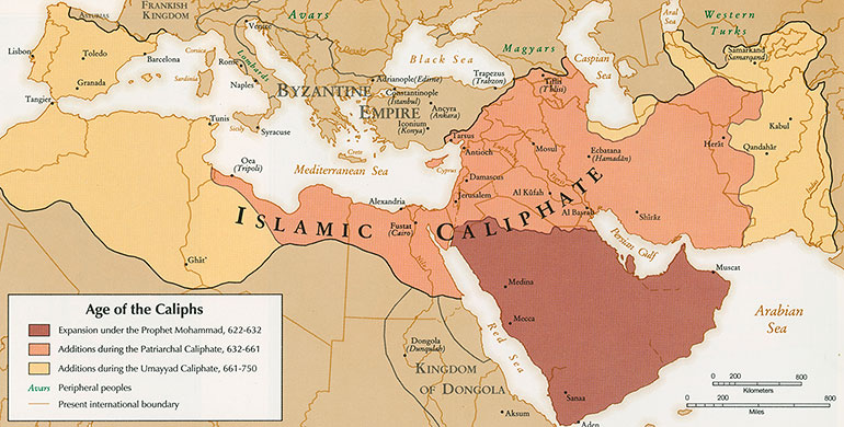 Karta över arabernas välde