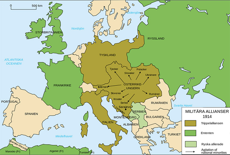 Karta militära allianser 1914