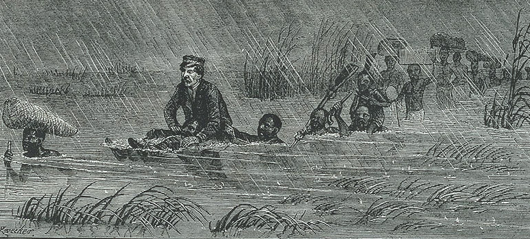 Livingstone på en flod.