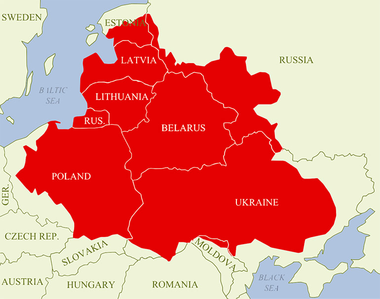 Karta över Litauen-Polen