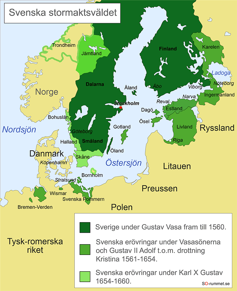 Karta över svenska stormaktsväldet 1658