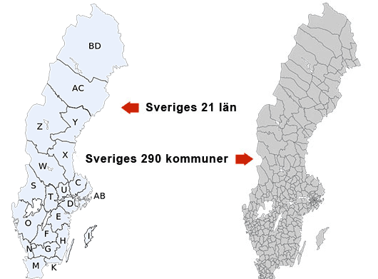 Sverigekarta Landskap Och Städer — Historiska kartor