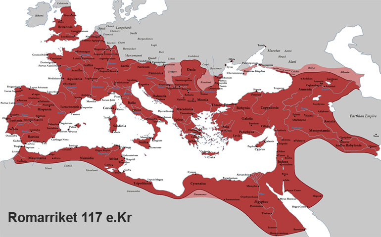 Karta romarriket 117 e.Kr.